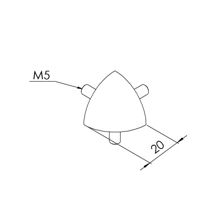 Kit raccord d’angle profilé aluminium – 5 mm – R20-90° – Gris