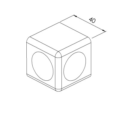 Raccord d’angle cube – 8 mm – 40 mm – 2D - Gris