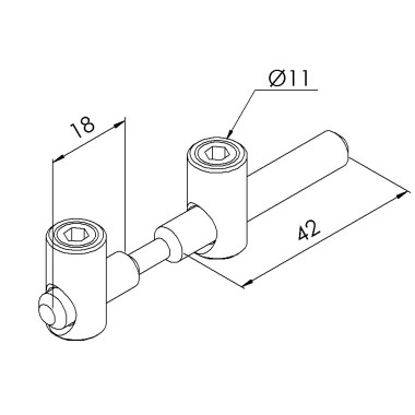 Fixation centrale angulaire profilé – 8 mm - Pliable - Bout à bout