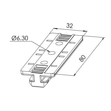 Coulisseau profilé aluminium - 8 mm - 80x40 mm