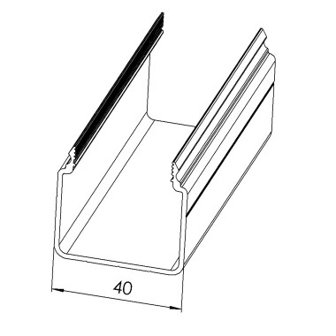 Goulotte profilé aluminium - U - 40x40 mm - E