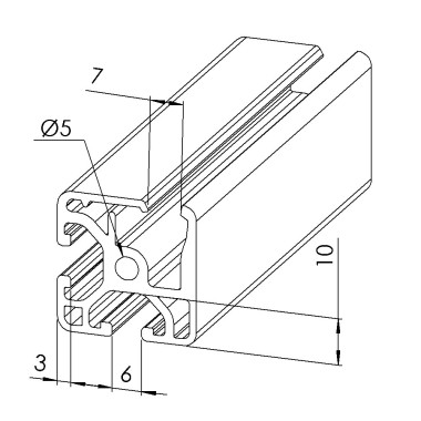 Profilé aluminium d'encadrement - Rainure 6 mm - Section 30x30 mm