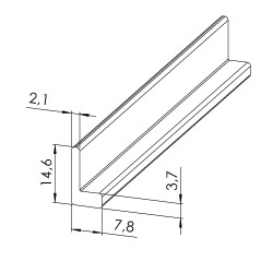 Profilé aluminium de bordure - Rainure 6 mm - 15x8 mm