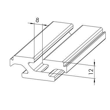 Profilé aluminium de connexion (Barre de 6 m) - Plaque - 8 - 55x20 mm