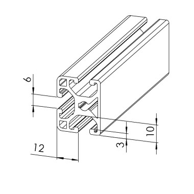 Profilé aluminium (Barre de 6 m) - Rainure 6 mm - Section 30x24 mm - Léger