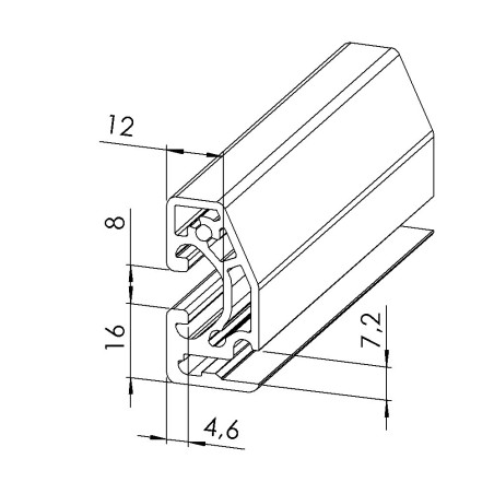 Profilé aluminium d'encadrement (Barre de 6 m) - Rainure 8 mm - Section 40x20 mm