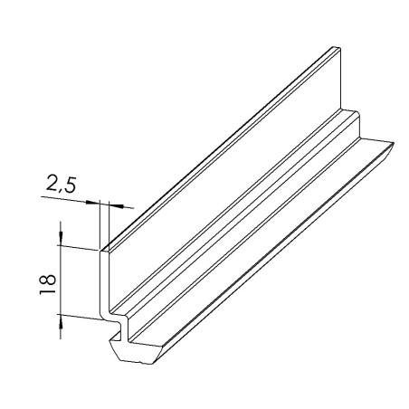 Lisse profilé aluminium (Barre de 2 m) - Rainure 8 mm - Al