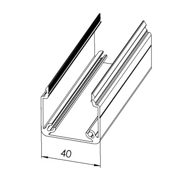 Goulotte profilé aluminium (Barre de 3 m) - U - 40x40 mm - SE