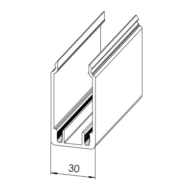 Goulotte profilé (Barre de 3 m) - U - 60x30 mm - SE - D30