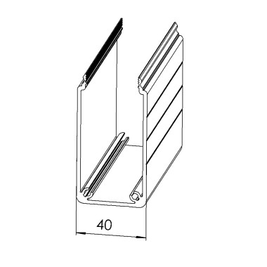 Goulotte profilé aluminium (Barre de 3 m) - U - 80x40 mm - SE - D40