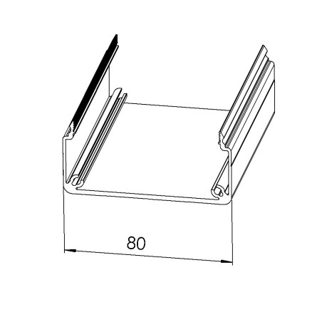 Goulotte profilé aluminium (Barre de 3 m) - U - 80x40 mm - SE - D80