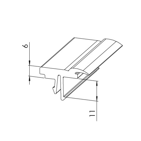 Profilé maintien de vitre (Barre de 2 m) - Rainure 8 mm - 4/6 mm - Gris