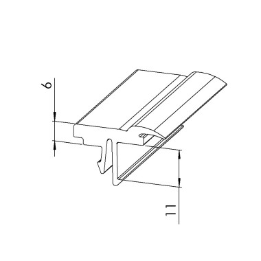 Profilé maintien de vitre (Barre de 2 m) - Rainure 8 mm - 4/6 mm - Gris