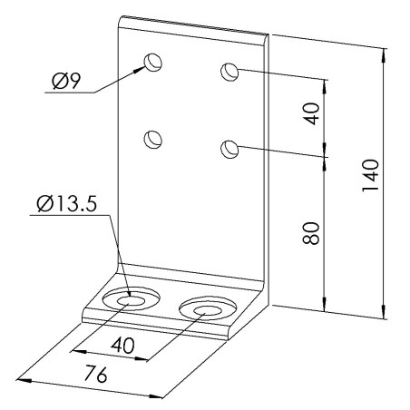 Equerre de fixation au sol profilé aluminium (Boîte de 10 unités) – Al - Double - 80