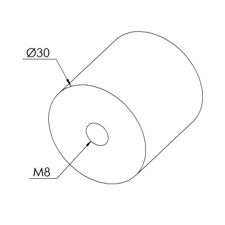 Butée élastique profilé aluminium (Boîte de 20 unités) - Cylindrique - M8 – D30x30