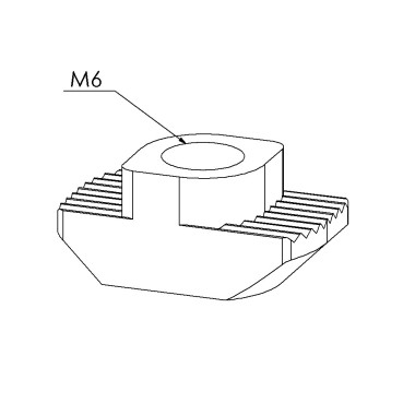 Ecrou à tête rectangulaire profilé (Boîte de 100 unités) - Taraudage M6 - Rainure 8 mm