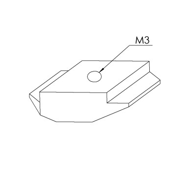 Ecrou profilé aluminium (Boîte de 100 unités) - Taraudage M3 - 8 mm - 1/4 de tour - A ergot