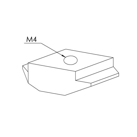 Ecrou profilé aluminium (Boîte de 100 unités) - Taraudage M4 - 8 mm - 1/4 de tour - A ergot