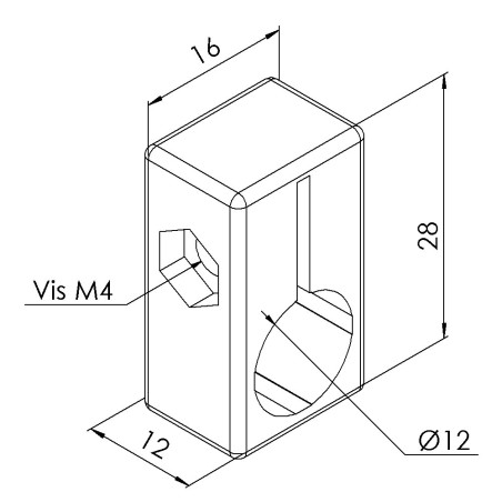 Support détecteur profilé aluminium (Boîte de 100 unités) – D12