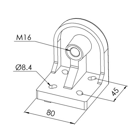 Socle pied profilé aluminium (Boîte de 10 unités) - 8 mm - D80 - M16