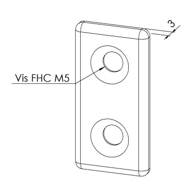 Plaque de connexion profilé aluminium (Boîte de 10 unités) - Section 40x20 mm - Acier