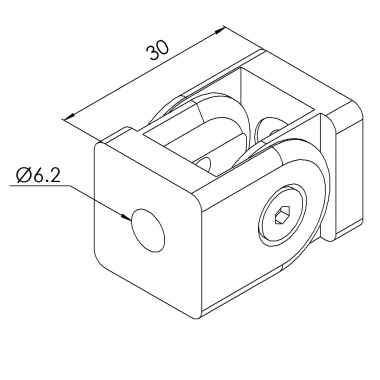 Articulation profilé aluminium (Boîte de 10 unités) – Rainure 5 mm – 20x20 mm