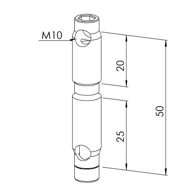 Fixation automatique double profilé aluminium (Boîte de 10 unités) – Rainure 6 mm - Inox