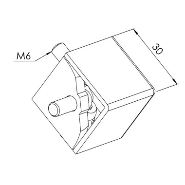 Kit raccord d’angle cube profilé aluminium (Boîte de 10 unités) – 6 mm – 30x30x30 mm – Gris
