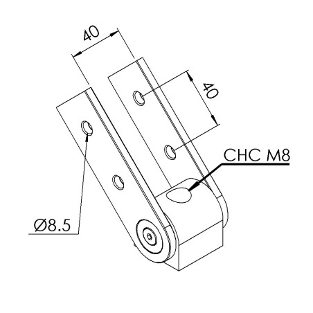 Articulation profilé aluminium (Boîte de 10 unités) – Rainure 8 mm – 40x40 mm - Bras d'Appui