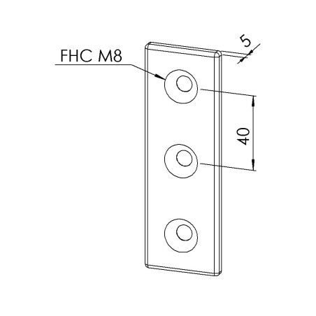 Plaque de connexion profilé aluminium (Boîte de 10 unités) - 8 mm - Section 120x40 mm