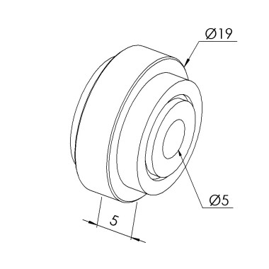 Roulette profilé aluminium (Boîte de 10 unités) - Rainure 5 mm - D19  - PA