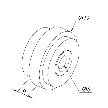 Roulette profilé aluminium (Boîte de 10 unités) - Rainure 6 mm - D29  - PA