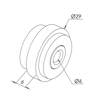 Roulette profilé aluminium (Boîte de 10 unités) - Rainure 6 mm - D29  - PA