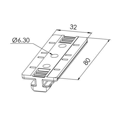 Coulisseau profilé aluminium (Boîte de 10 unités) - 8 mm - 80x40 mm