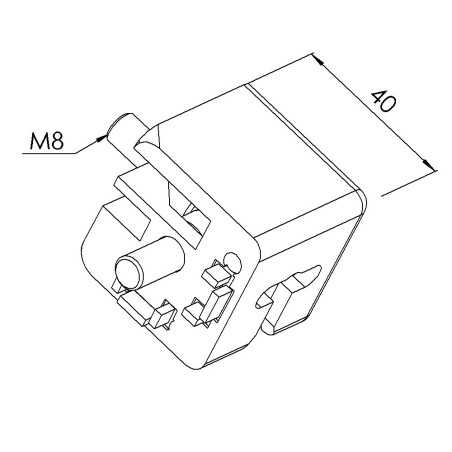 Raccord d’angle cube profilé aluminium (Boîte de 10 unités) – 8 mm – 40x40 mm – 2D - E - Gris