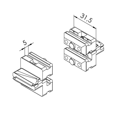 Coulisseaux profilé aluminium (Boîte de 10 unités) - Porte - 8 mm - 32x18 mm