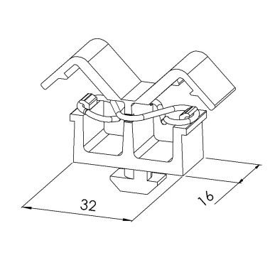 Bloc attache câble profilé aluminium (Boîte de 10 unités) - 8 mm - 40 mm