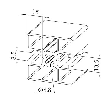 Profilé aluminium - Rainure 8 mm - 45x45 mm - Léger - 2N180