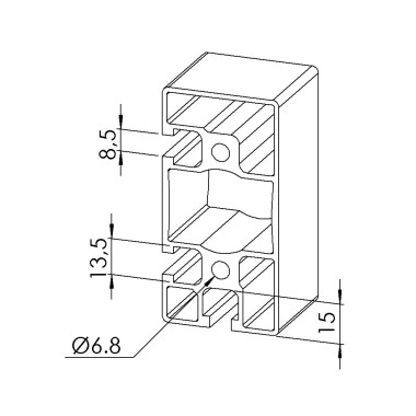 Profilé aluminium - Rainure 8 mm - Section 90x45 mm - 3N90 - Léger