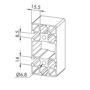 Profilé aluminium - Rainure 8 mm - 90x45 mm - 4N - Léger - Pelable