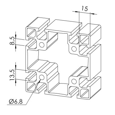 Profilé aluminium - Rainure 8 mm - 90x90 mm - Léger