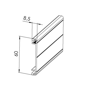 PAS ENCORE METTRE EN LIGNE Couvercle goulotte profilé aluminium (Barre de 3 m) - U - 60 mm