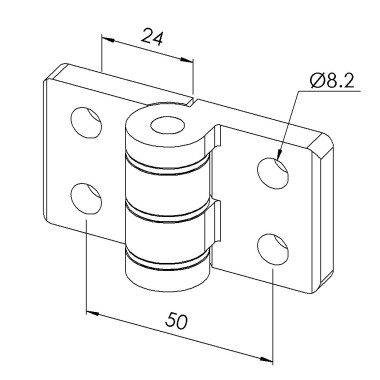 Charnière profilé aluminium – 45x45 mm - Zn