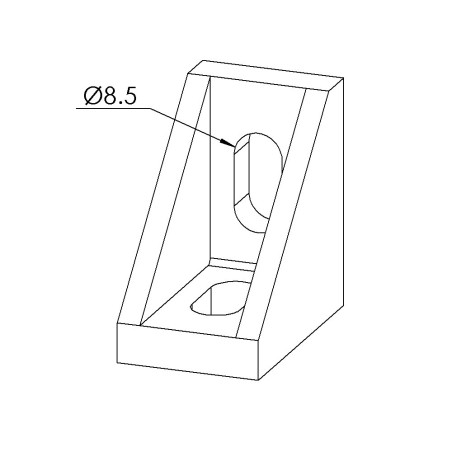 Equerre profilé aluminium – Section 40x40x25 mm - Al - Sablé