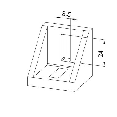 Equerre profilé aluminium – Section 43x43x43 mm - Al - Sablé