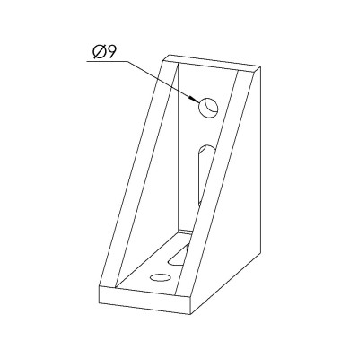 Equerre profilé aluminium – Section 87x87x43 mm - Al - Sablé