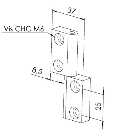Charnière profilé aluminium - 80x40 mm - Al