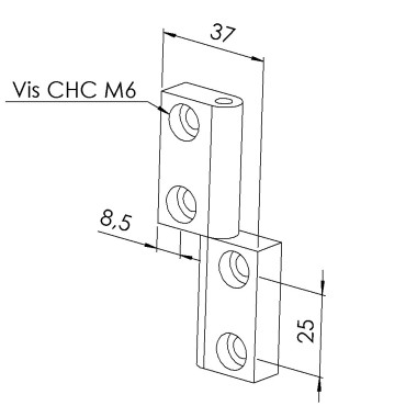 Charnière profilé aluminium - 80x40 mm - Al