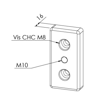 Plaque de base profilé aluminium - 8 mm – Section 90x45 mm - M10