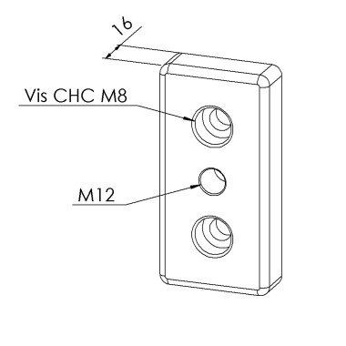 Plaque de base profilé aluminium - 8 mm – Section 90x45 mm - M12